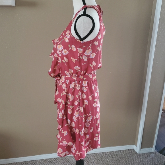 LC Lauren Conrad Floral Ruffle Dress Sleeveless 2 - Picture 2 of 4